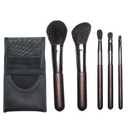 Professional makeup brush set 5-Piece Makeup Brush Set Foundation Brush with Travel Makeup Bag(Coffee color), Brown
