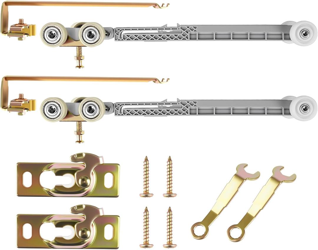 Pocket Door Soft Close Top Hanger Assemblies Fit for Johnson P/N #1060 & #1062, Sliding door roller Works with 100, 134F, 138F, 2610F Series Track, 1" Nylon Ball Bearing Tri-Wheel, Bi-Direction (2PCS)