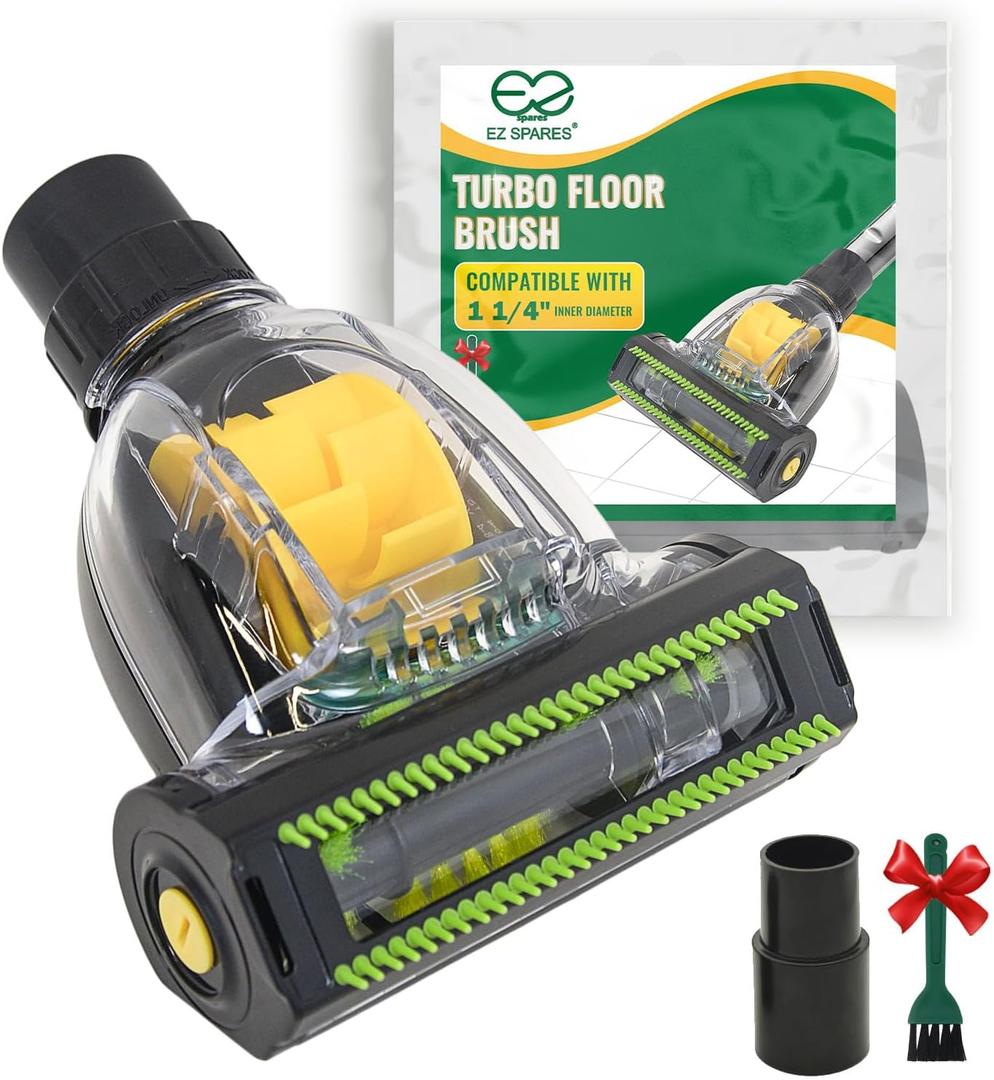 EZ SPARES Universal Mini Turbo Brush  32mm/35mm Dual-Size Vacuum Attachment for Floors, Beds & Crevices | Multi-Surface Cleaning Tool for Pet Hair & Dust | Fits Most 1.25"/1.38" Hose Vacuum Cleaners