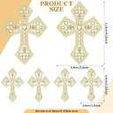 Suncalla 6 Pcs Gold Rhinestone Cross Patch Applique Crystal Cross Iron on Patches Sew on Clothing Patches for Clothes Bag Dress Jacket Repairing Mixed Size
