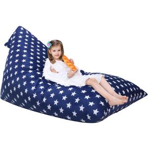 Jorbest Stuffed Animals Storage Bean Bag Chair for Kids and Adults, Stuffed Animals Bean Bag Storage, Luxury Velvet Cover Only (Navy with White Stars 200 L/52 Gal)