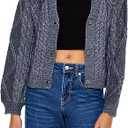 Forever 21 Women's Cable Knit Cardigan Sweater Dark Grey XSmall