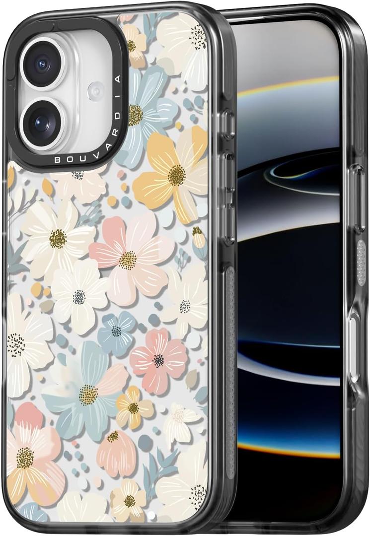 Bouvardia for iPhone 17 Case, Cute Girly Design for Women, Protective & Aesthetic, Floral Theme - Flowers Blossoming (Gray Bumper)