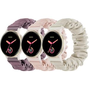 Stretchy Scrunchie Bands Compatible with Garmin Vivoactive 5/6, 20mm Nylon Sport Elastic Band for Venu/Sq/Sq 2/2 Plus/Vivoactive 3/Forerunner 165/55/245 Music for Women Men3 Pack