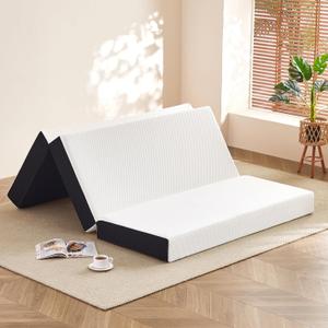 Tri Fold Mattress Twin Size – 6 Inch Twin Folding Memory Foam Floor Bed with Washable Cover, Non-Slip Bottom, Portable Guest Mattress for RV, Camping, Dorm, No Fiberglass, 75"x38"x6"