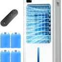 Portable Air Conditioners, 3-IN-1 Evaporative Air Cooler, 5 Modes & 3 Speeds, 100Auto Swing, 20FT Remote, 8L Double Tanks, 12H Timer, No Hose Needed, Windowless Air Conditioner for Bedroom