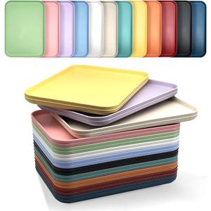 10 Pack Plastic Art Craft Trays, Multicolor Activity Sensory Puzzle Sorting Trays for DIY Projects Beads Jewelry, Stackable Food Serving Platters Home Restaurant Organizer Party Supply 12x9in