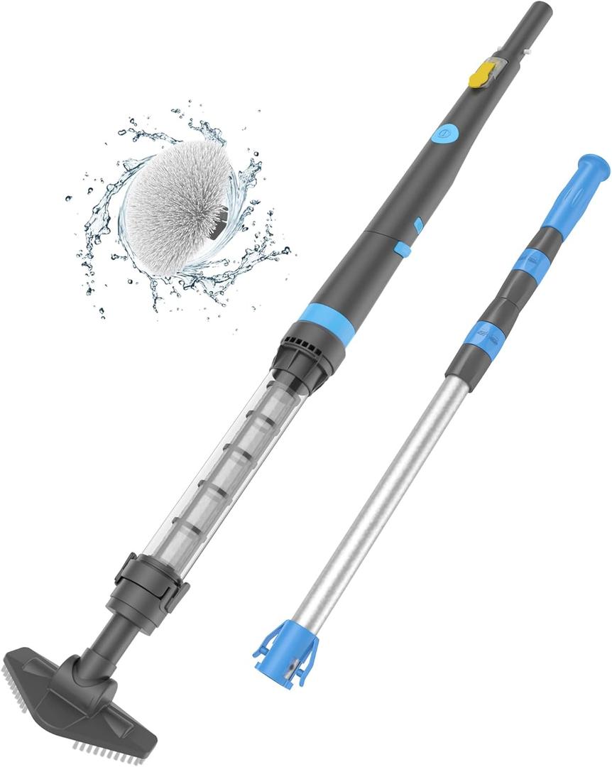 Efurden Rechargeable Pool Vacuum with Round Brush Design to Clean The Water Line, Protable Pool Cleaner Perfect for Spas, Hot Tubs and Small Pools for Sand and Debris, Blue