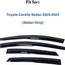 IG Window Visors Fit for 2020-2026 Toyota Corolla, Out-Channel Rain Guards Vent Wind Deflectors 4PC, Car Accessories for 20-26 Corolla Sedan (Excludes Hatchback)