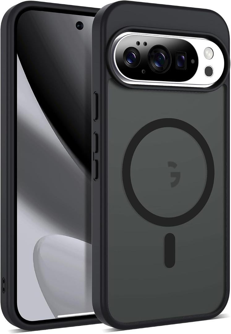 Compatible with Google Pixel 10 Case & Google Pixel 10 Pro Case with Magnetic [Compatible with Mag-Safe] Slim Translucent Matte Phone Cases with Anti-Fingerprint Tech, Black