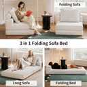 Folding Sofa Bed, 3-in-1 Convertible Sleeper Chair Bed with Pillows, Foldable Floor Couch with High-Density Foam, Futon Small Boneless Couch for Living Room Bedroom Lounge, Single, White