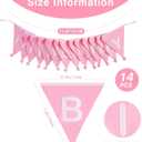 2 x GCQQ Pink Happy Birthday Banner 14Pcs Double-Layer Cotton Fabric Bunting with Pom Pom 3.4m /11.2FT Reusable Pennant Garland for Girl Birthday Party Baby Shower Nursery Room Decorations