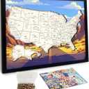 flinelife Cork Push Pin Usa Travel Map With Major Cities, Medium Size, 12x10, Map of United States, Perfect For Couples and Families Gift