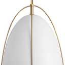 White Gold Pendant Light 3-Light Socket Large Pendant Light Fixture with Adjustable Pendant Rod 12in Dome Kitchen Pendant Lighting for Kitchen Island Dining Room Kitchen Sink, E26