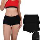 ORGANICKID Womens Organic Cotton Boxer Briefs Underwear Seamless Boyshort Soft GOTs Certified Panties in Gift Bag pack of 2 (Large, Black)