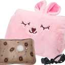 Milkycat Cute Hot Water Bottle with Soft Cover，Portable Rechargeable Electric Hot Water Bag for Menstrual Cramps，Hot Compress Heating Pad,Plush Bunny Hand Warmer（Winter Expressive Gift）
