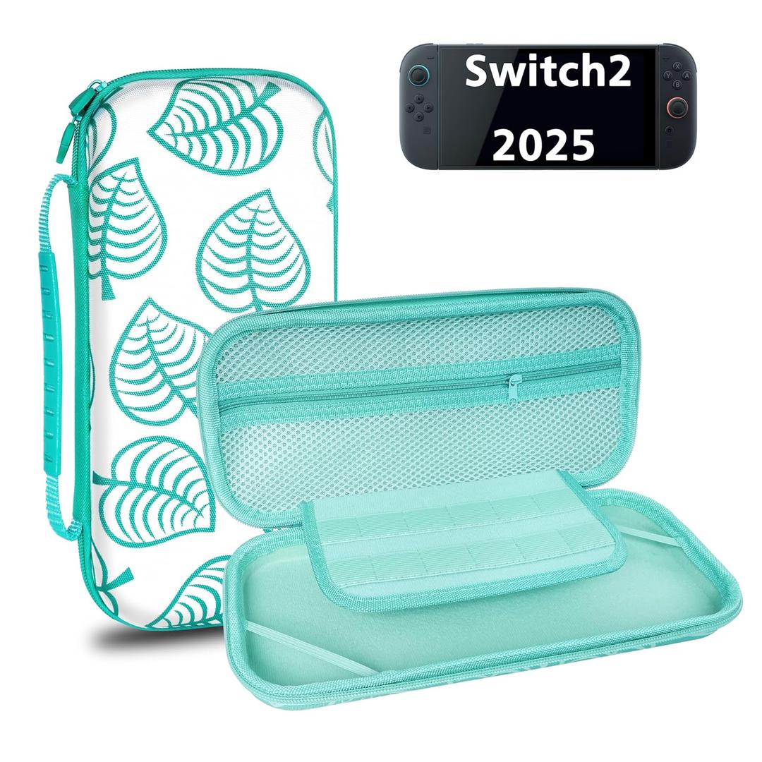 TIKOdirect Carrying Case for Nintendo Switch 2(2025), Shockproof Portable Travel Bag with with 12 Game Card Slots Inner Storage Bag for Switch 2 Console Joy-Con & Accessories, Animal Crossing Green