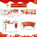 2026 Chinese New Year Window Cling,Lunar New Year Wall Sticker,Vinyl The Year of The Horse Window Cling,Spring Festival Wall Decal,Red Flower Plum Blossom Lantern Sticker for Glass Home