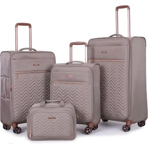 Travelhouse Softside 3 Piece Luggage Sets, 4 Piece Expandable Soft Sided Suitcase with Spinner Wheels, Lightweight Travel Set with Underseat Duffel Bag (16/20/24/28)