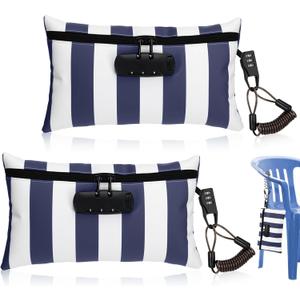 Sanwuta 2 Pack Money Bag with Lock Locking Money Bag for Beach Christmas Wallet Gifts 6.7 x 11 Inch(Dark Blue, White)