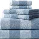 Nautica - Bath Towel Set, Cotton Bath, Hand & Washcloths, Plush, Absorbent & Quick-Dry, Striped Americana Decor, Set of 6, Oak Lake Blue