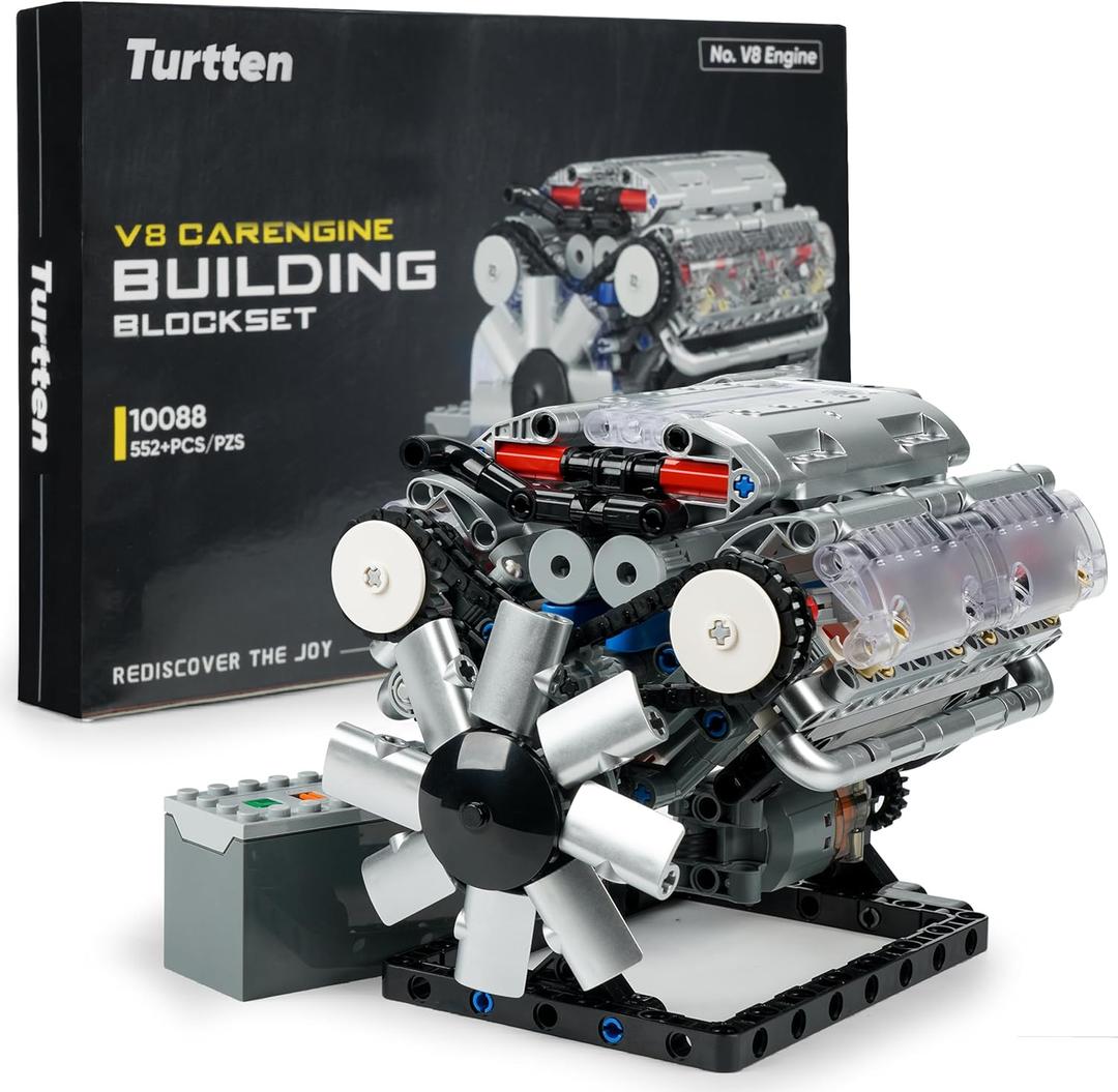 V8 Engine Model Kit for Teens & Adults - Build Your Own Mini V8 Engine Kit with Visible Combustion Engine That Works, Functional DIY Engineering STEM Kit w/ 535 Pieces for Ages 14+