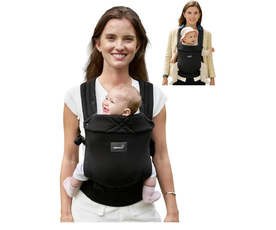 GROWNSY Baby Carrier Newborn to Toddler, Lightweight Ergonomic 7-44 lbs Newborn Carrier with Head Support, Easy to Wear Hands Free Infant Carrier for 0-36 Months, Black