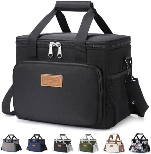 Lifewit Medium Lunch Bag, Insulated Lunch Box, Soft Cooler Cooling Tote for Adult Men Women, Black 12-Can (9L)