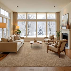 Softlife 5x7 Rugs for Living Room Faux Jute Area Rug Washable Modern Bedroom Rugs Large Non-Slip Farmhouse Floor Carpet for Dining Room Hallway Office Kitchen Entryway, Brown