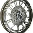 Real Moving Gears Wall Clock Large Modern Metal Clocks for Living Room Decor, Industrial Steampunk Unique Vintage Rustic Decorative Clock for Home Farmhouse Office, 21 Inch,Gunmetal Arabic