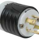Legrand Pass & Seymour L1530PCC Turnlok Industrial Spec Grade Locking Plug, 30 Amp 3 Phase 250V, NEMA L15-30P, Black/White (1 Count)