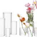 Fixwal 8pcs Clear Glass Cylinder Vases, 4, 6, 8, 10 Inch Tall Cylinder Vases for Centerpieces, Glass Flower Vase, Floating Candle Holder Vase for Table Shelf, Party, Wedding, Home Decor