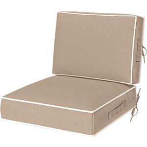 Outdoor Chair Cushions, 24''x24'' Outdoor Chair Cushions, Patio Chairs Cushions w/ Back Cushion,Handle,Straps,Removable Cover, Outdoor Cushion for Kitchen Dining Patio Furniture,Water & Fade-Resistant