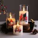 Eywamage Christmas Glass Flameless Candles with Remote, Flickering LED Pillar Candles Holiday Table Decor Gift Set of 3 (Red Truck)