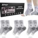 3Pairs Neuropathy Socks for Women and Men, Toeless Compression Socks for Neuropathy Pain Relief, Open Toe Foot Compression Sleeves for Plantar Fasciitis, Arch Support and Ankle Support (Large, White(3pcs))