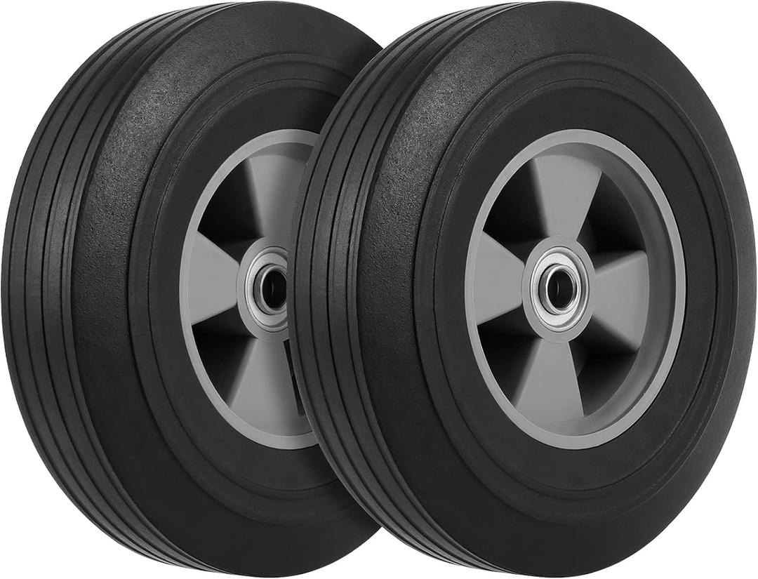 2 Pack 10 Inch Solid Rubber Tire, 5/8 Inch Axle Size Hand Truck Wheels Replacement Tires for Hose Cart, Garden Cart, Dolly Cart, 330 lb Load Capacity1