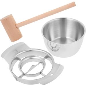 ABOOFAN Pomegranate Peeler and Deseeder Tool Set 6.88×4.72×2.75 In – Stainless Steel Seed Remover with Wooden Hammer for Effortless Aril Extraction and Mess-Free Fruit Prep – for Kitchen, Home Cooks,