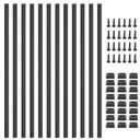 50-Pack 36'' Deck Balusters, Black Metal Deck Spindles with Screws & End Caps, Hollow Rectangle Stair Railing Balusters for Decks, Porches, Fences