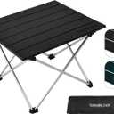 TREKOLOGY Small Camping Table - Beach Table That Fold Up - Lightweight, Foldable, Potable Folding Small Outdoor Table - for Camp, Hiking, Campers & Summer Outing Trip (Obsidian Black)