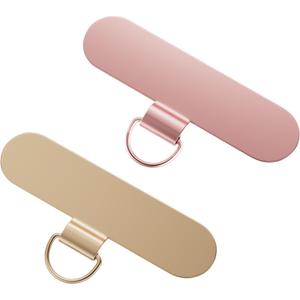 SURDOCA Phone Tether Tab Thin, 2 Pcs Phone Lanyard Tab Heavy Duty, Universal Phone Lanyard Patch Metal Oval, Color: Rose and Gold