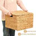 Jingmore 1 Pack Large Decorative File Box Water Hyacinth Letter/Legal Size File Organizer with Lid Collapsible Hand Woven Filing Cabinet for Office/Home Decor (16.54'' X 14.57'' X 11.4'',Light Color)