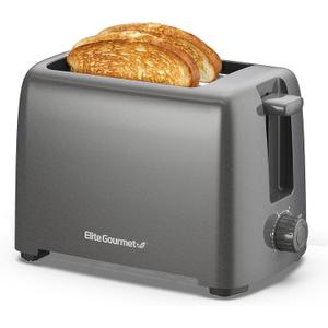 Elite Gourmet ECT1027G Cool-Touch 2 Slice Toaster, 6 Toast Settings & Cancel Function, Extra Wide 1.25 Slots Easily Fits Breads, English Muffins, Bagels & Waffles, Gunmetal Gray