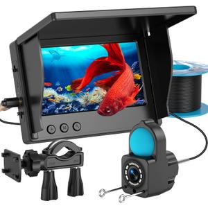 Underwater Fishing Camera TMACTIME 1080P HD, Portable Fish Finder with 4.3" LCD Display & Infrared Night Vision Light, IP68 Waterproof & 5000mAh, Fishing Camera for Ice Lake Boat Kayak Fishing - 15M