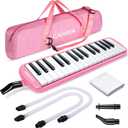 CAHAYA Melodica 32 Keys Double Tubes Mouthpiece Air Piano Keyboard Musical Instrument with Carrying Bag 32 Keys, Pink, CY0050-3