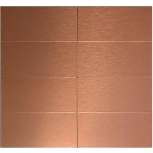 Aluminum Peel and Stick Backsplash Tile Panels - 3"x6" Brushed Copper Kitchen Wall Decor, 40-Pack (Copper Color)