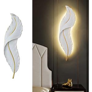 Modern Wall Mount Light LED Dimmable Wall Sconce Lighting White Elegant Feather Design 3000k-6000k LED Wall Lamp for Bedroom Living Room Hallway (1-Pack)