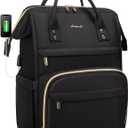 LOVEVOOK Laptop Backpack Women, 15.6 Inch Work Backpack Woman for Teacher Nurse Bags, Computer College Backpack Purse, Waterproof Anti-theft Travel Back Pack with USB Charging Port, Black