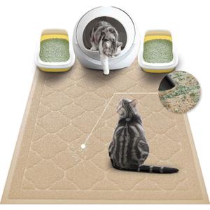 WePet Cat Litter Box Mat, Kitty Premium PVC Pad, Durable Trapping Rug, Phthalate Free, Urine-Resistant, Scatter Control, XXL 47 x 36 Inch, Beige