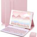 TUNKARMOR Keyboard Case for iPad mini 5 & Mini 4 7.9 inch  with Mouse and Magnetically Keyboard, Case with Pencil Holder for iPad mini 5th / 4th Generation, Auto Sleep/Wake, Pink