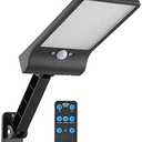 56LED Motion Sensor Solar Wall Light Outdoor Street Lamp with Remote Control Adjustable Waterproof Garden Street Lamp,Black